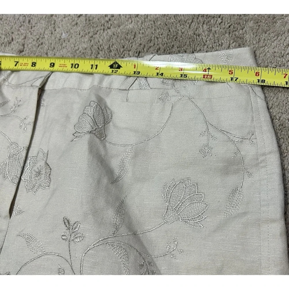 Larry Levine Linen Floral Embroidered Capris Pants Casual Summer Women's 16 - Picture 6 of 9